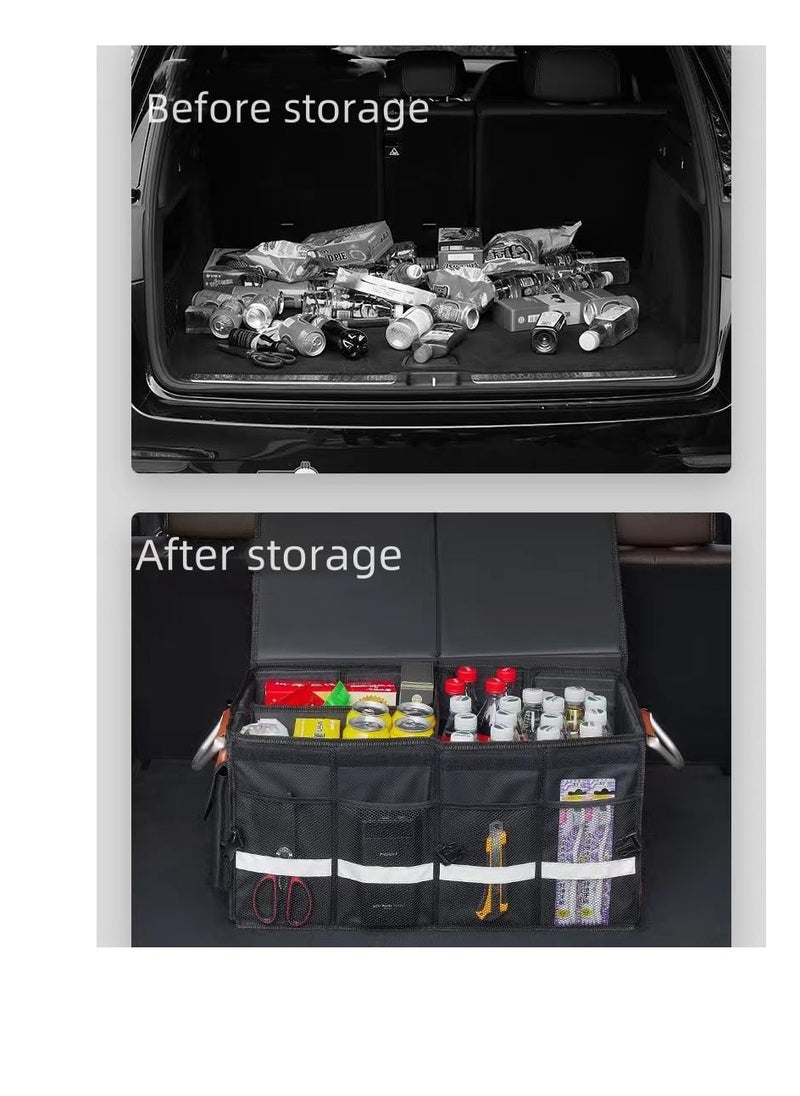 SYOSI - Car Trunk Organizer, Large Collapsible Trunk Organizer with Waterproof bag, Car Trunk Organizer with Lid, Adjustable Straps and Non Slip Bottom, for SUV Auto Truck Van, Black - Image 1