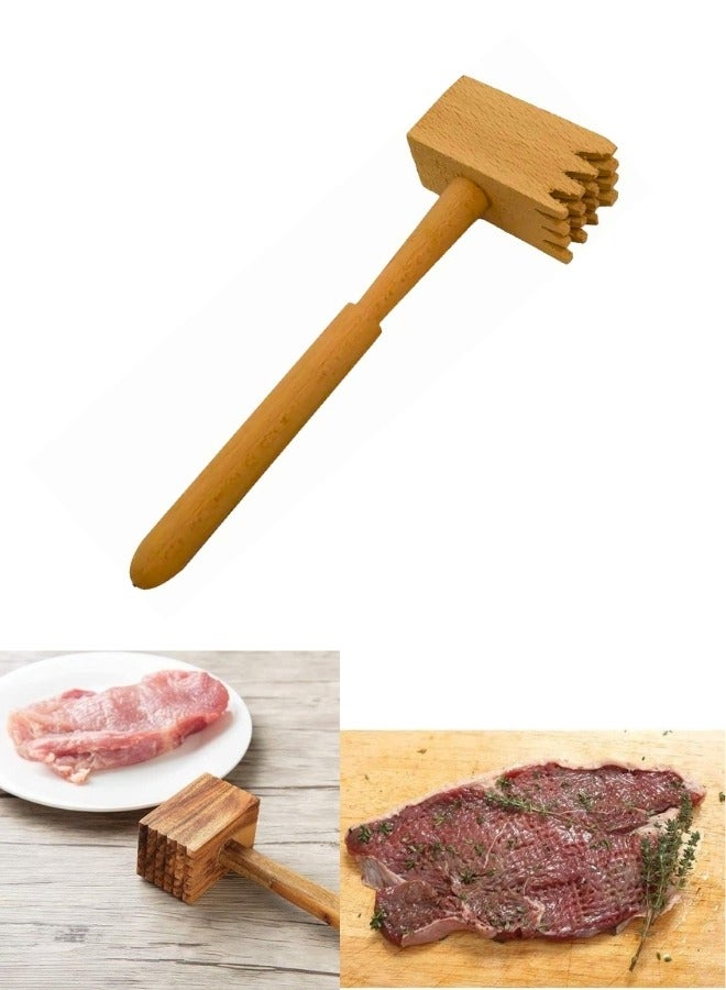 Two Sides Wooden Meat Tenderizer Nut Hammer Mallet Pounder Aluminum Alloy Heads Kitchen Tool  - Image 1