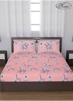 Status Contract Cotton Rich Double Bedsheet with 2 Pillow Covers for Bed Room, Home, Hotel-120 GSM, Pink, 210 X 215 Cm  - Image 1