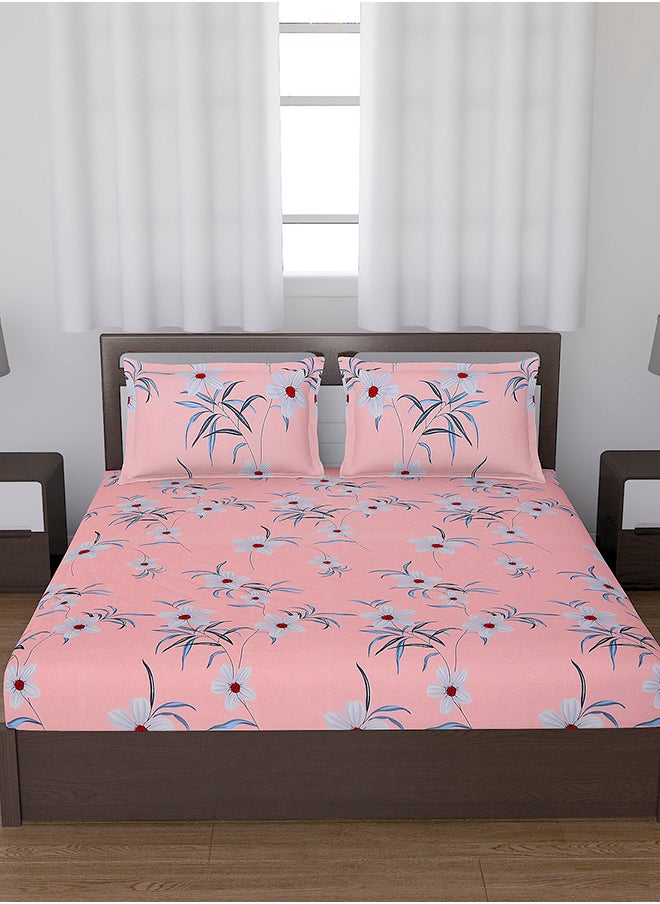 Status Contract Cotton Rich Double Bedsheet with 2 Pillow Covers for Bed Room, Home, Hotel-120 GSM, Pink, 210 X 215 Cm  - Image 2