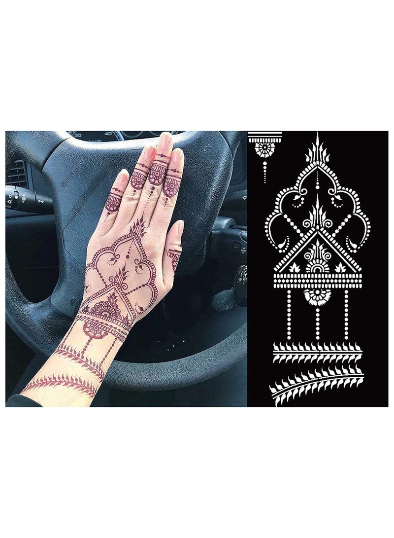 كيلا قوالب الوشم، قوالب وشم الحناء، 12 ورقة من ملصقات الوشم المؤقت لليدين، ذاتية اللصق وقابلة لإعادة الاستخدام، قوالب وشم مؤقتة للأطفال والكبار، قوالب الرسم - Image 4