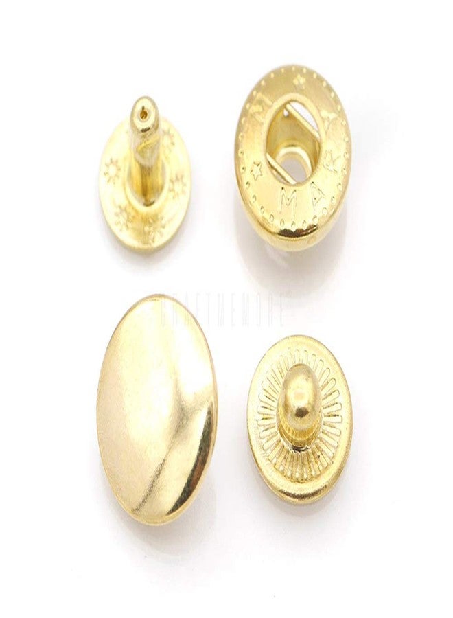 CRAFTMEMORE 50 Sets Gold Plating Snap Buttons S-Spring Socket Popper Fasteners for Jacket Bag Closures #665 VT2 (10mm (0.39")) - Image 1