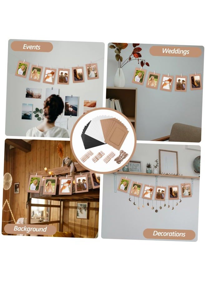 VORCOOL 30pcs Kraft Paper Photo Frames Hanging Wall Decoration DIY with Clips and Ropes for 10cm x 15cm Pictures - Image 4