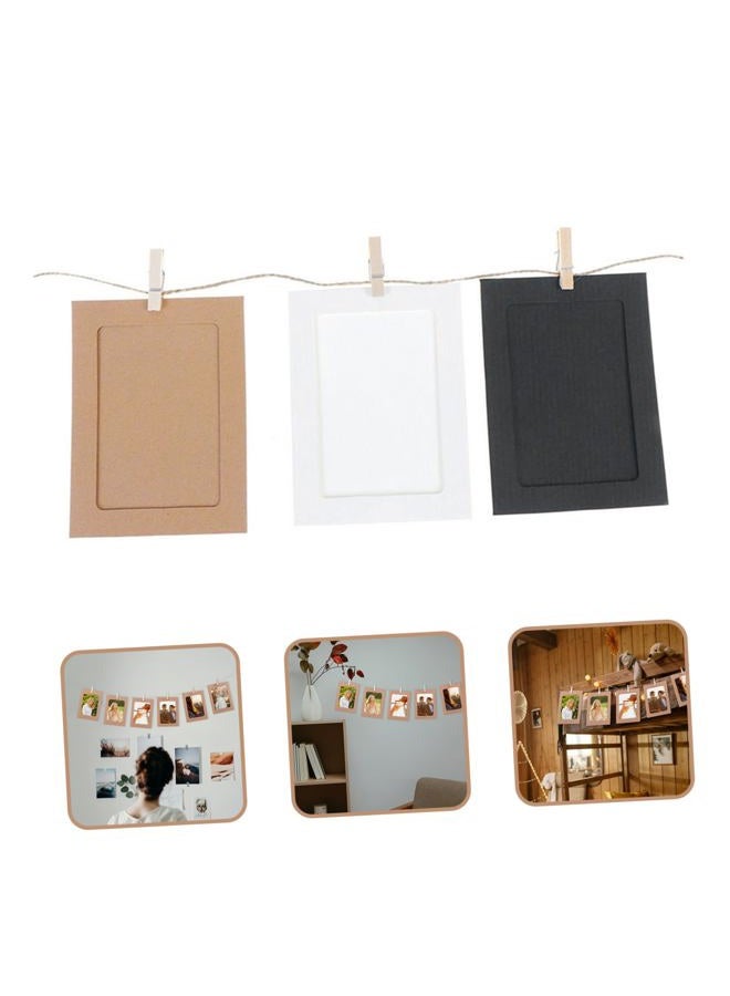 VORCOOL 30pcs Kraft Paper Photo Frames Hanging Wall Decoration DIY with Clips and Ropes for 10cm x 15cm Pictures - Image 3