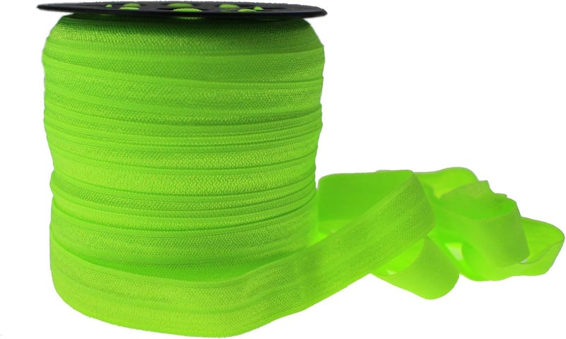 JESEP Neon Green Fold Over Elastic 5/8 inch 15mm Elastic Bands for Sewing 40 Yards Wide Elastic Headbands Stretchy Ribbon for Crafts-Elastic Straps Trim for Girls Hair Ties-Bow-DIY Projects-Clothes - Image 2