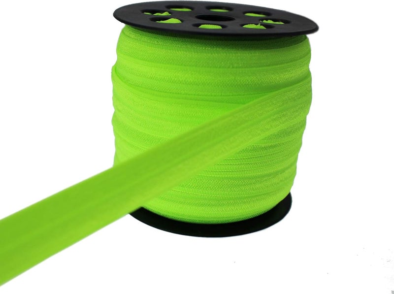 JESEP Neon Green Fold Over Elastic 5/8 inch 15mm Elastic Bands for Sewing 40 Yards Wide Elastic Headbands Stretchy Ribbon for Crafts-Elastic Straps Trim for Girls Hair Ties-Bow-DIY Projects-Clothes - Image 1