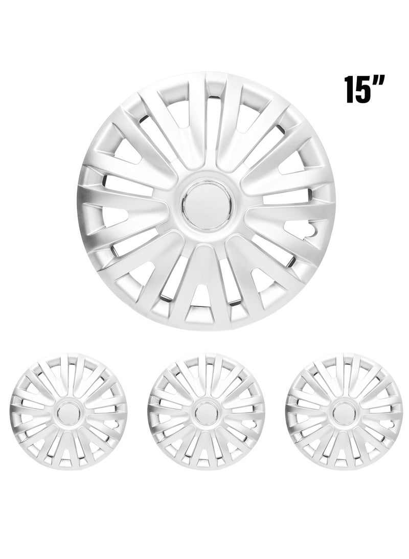 Car Wheel Cover Silver Color 15 inch - High-Quality Wheel Cup Universal Fit Set of 4PC - Image 2