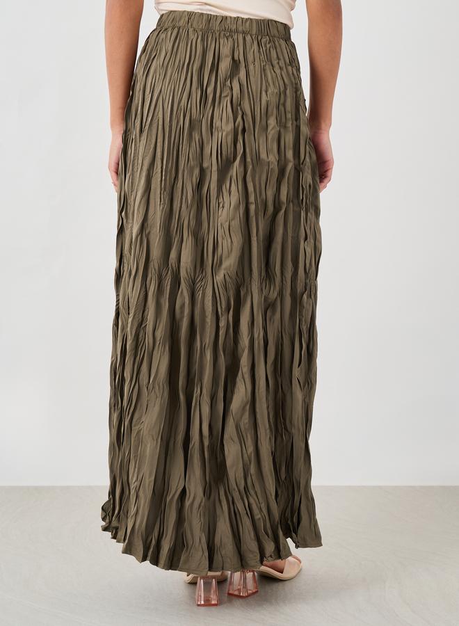 Styli Styli Textured Elasticated Waistband A-Line Maxi Skirt  - Image 4