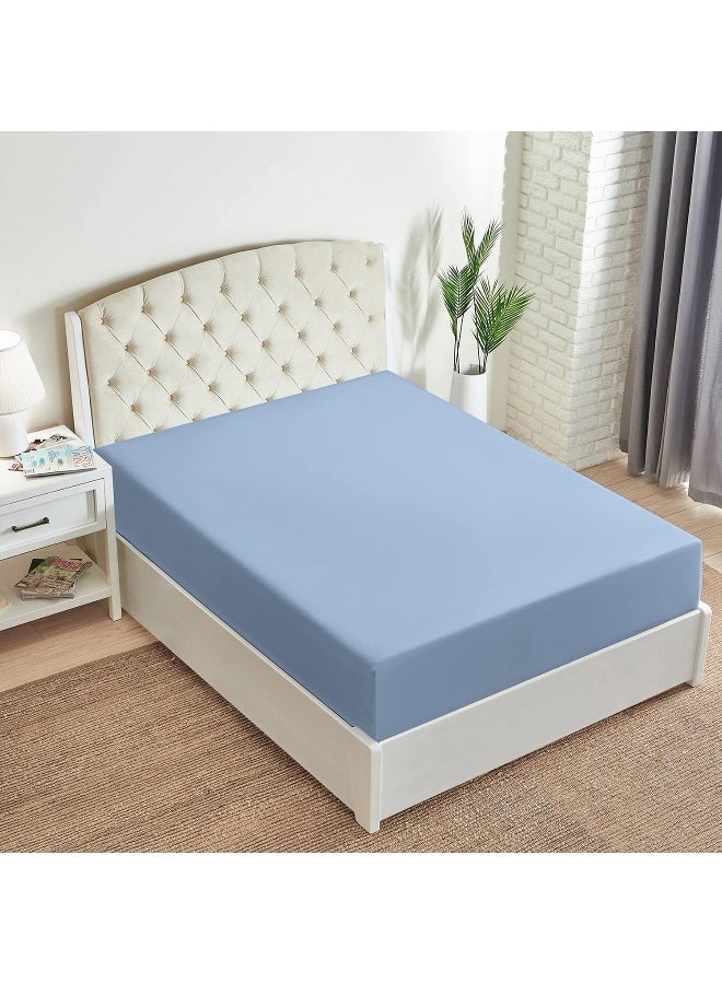 Mellanni Queen Fitted Sheet  Iconic Collection Bedding Sheets with up to 16 inch Deep Pocket  Soft  Cooling  Fade  Stain Resistant  1 PC Queen Blue Hydrangea - Image 4
