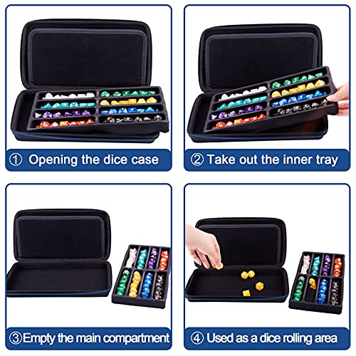 SIQUK Dice Case DND Dice Box Dice Storage Case Dice Organizer Holder with Handle Removable Slotted Tray Holds 8 Sets DND Dice for Dungeons & Dragons and Other RPG Table Games - Image 5