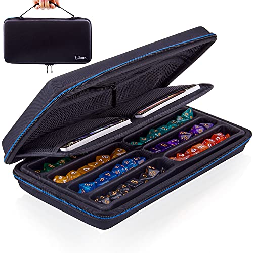 SIQUK Dice Case DND Dice Box Dice Storage Case Dice Organizer Holder with Handle Removable Slotted Tray Holds 8 Sets DND Dice for Dungeons & Dragons and Other RPG Table Games - Image 1