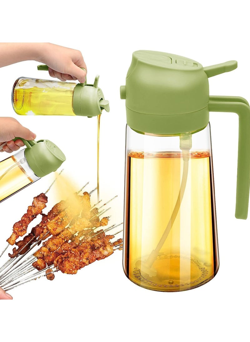 Raxoom Oil Spray Bottle 2 in 1 Oil Dispenser & Sprayer (16oz / 470ml) for Cooking, Salad, BBQ - Olive Oil Spray Bottle Large Capacity for Kitchen, Air Fryer, Baking, Grilling - with Handle - Image 1