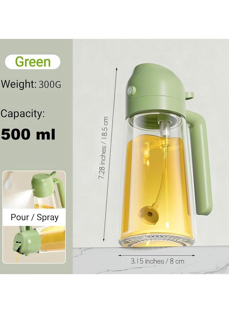 Raxoom Oil Spray Bottle 2 in 1 Oil Dispenser & Sprayer (16oz / 470ml) for Cooking, Salad, BBQ - Olive Oil Spray Bottle Large Capacity for Kitchen, Air Fryer, Baking, Grilling - with Handle - Image 3