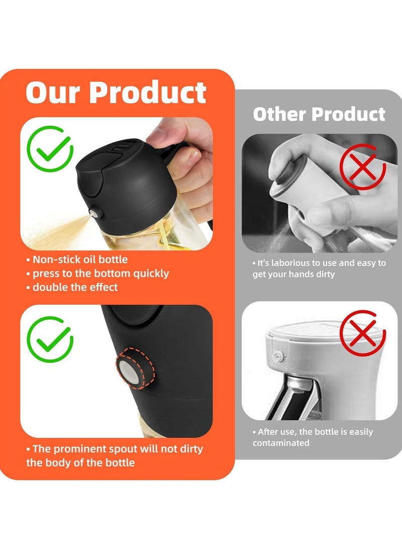 Raxoom Oil Spray Bottle 2 in 1 Oil Dispenser & Sprayer (16oz / 470ml) for Cooking, Salad, BBQ - Olive Oil Spray Bottle Large Capacity for Kitchen, Air Fryer, Baking, Grilling - with Handle - Image 5