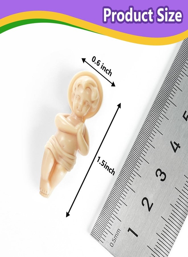 JUXINGDAZYF تمثال صغير للطفل يسوع 1.5 بوصة ملك 72 قطعة من كعكة مع حقيبة هدايا تماثيل صغيرة من الراتينج ليسوع تماثيل زينة لحفلات الكيك هدايا دينية زينة غير صالحة للأكل - Image 2