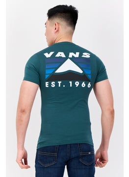 VANS Men Crew Neck Short Sleeve Brand Logo T Shirt, Dark Green  - Image 3