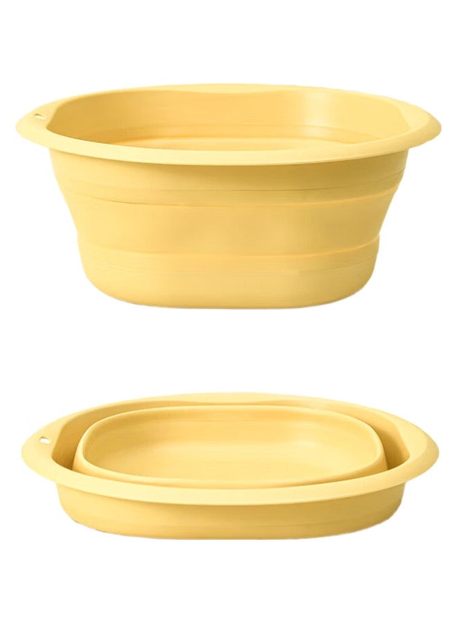 NOLANSEND Nuolansendi Travel Folding Basin, Washbasin For Business Trips And Home Use, Portable Travel Collapsible Water Basin, Foot Soaking Bucket, Yellow, Large Size - Image 2