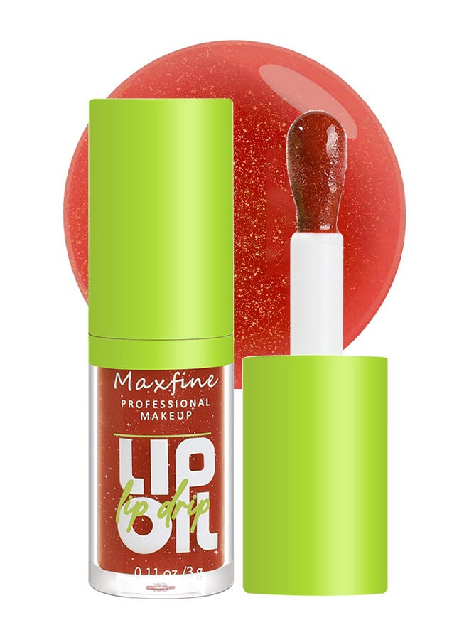 Maxfine Big Brush Head Lip Oil, Ultra-Hydrating And Nourishing, Smooth Glossy Finish Lip Glow Oil, Shiny And Vegan Tinted Lip Gloss, Non-Sticky Formula  - Image 1