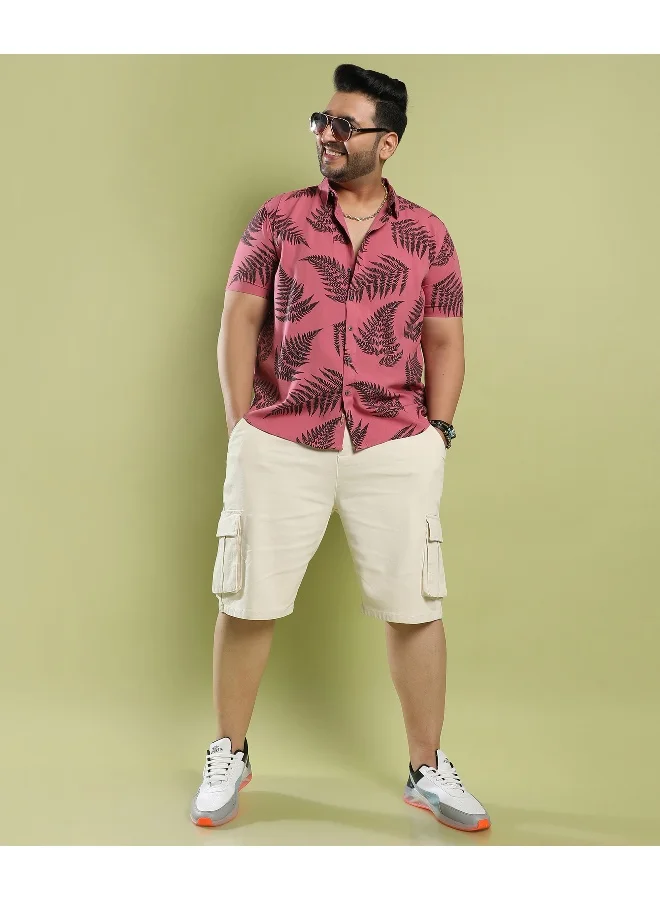 Instafab Plus Men's Brown Contrast Fern Shirt