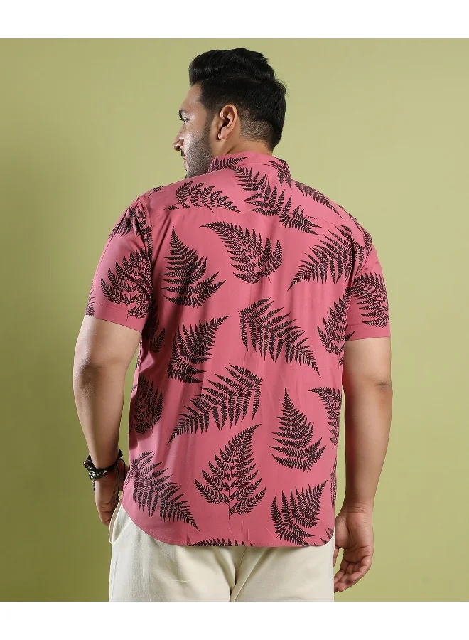 Instafab Plus Men's Brown Contrast Fern Shirt