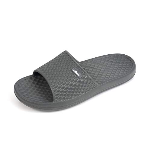 FUNKYMONKEY Womens Bathroom Shower Slippers Indoor Home Beach Non Slip Sandal (7 M US, Grey) - Image 1