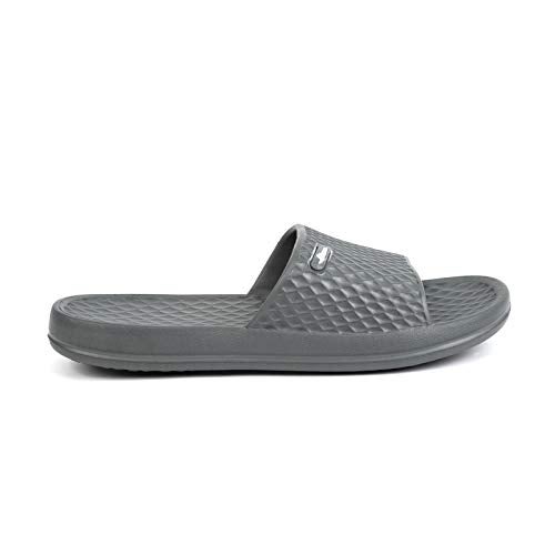 FUNKYMONKEY Womens Bathroom Shower Slippers Indoor Home Beach Non Slip Sandal (7 M US, Grey) - Image 2