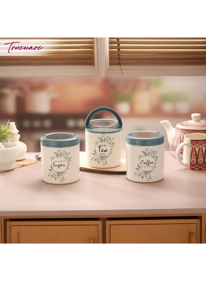 Trueware Lift up Sugar Tea Coffee Container | Set of 3 | Container | 750 ML Each | Air tight | BPA Free | 100% Food Grade | Odour Proof | Kitchen Storage | Kitchen accessories | Kitchen Jar - Image 3