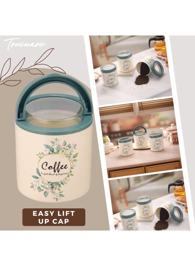 Trueware Lift up Sugar Tea Coffee Container | Set of 3 | Container | 750 ML Each | Air tight | BPA Free | 100% Food Grade | Odour Proof | Kitchen Storage | Kitchen accessories | Kitchen Jar - Image 2