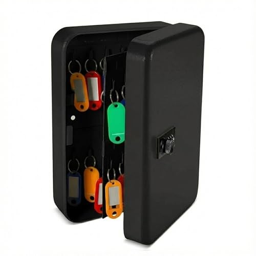 oddpod™ 48 Keys Numeric Lock Metal Wall-Mount Security Key Box/Safe Cabinet with Key Tags (Black) - Image 1