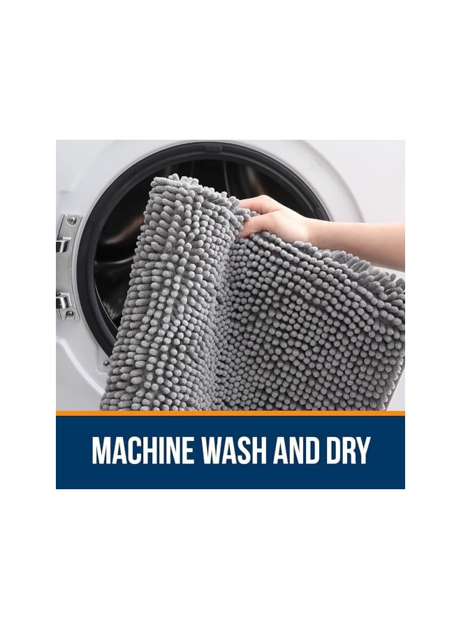 The Bros Bathroom Rugs,80x50 cm Extra Soft Absorbent Chenille Bath Rugs, Rubber Backing Quick Dry, Machine Washable Bath Mats for Bathroom Floor, Tub and Shower, Home Decor Accessories, Grey - Image 5