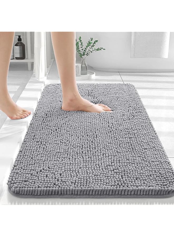 The Bros Bathroom Rugs,80x50 cm Extra Soft Absorbent Chenille Bath Rugs, Rubber Backing Quick Dry, Machine Washable Bath Mats for Bathroom Floor, Tub and Shower, Home Decor Accessories, Grey - Image 1