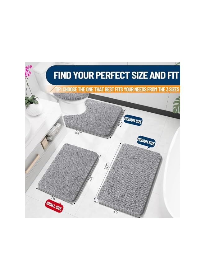 The Bros Bathroom Rugs,80x50 cm Extra Soft Absorbent Chenille Bath Rugs, Rubber Backing Quick Dry, Machine Washable Bath Mats for Bathroom Floor, Tub and Shower, Home Decor Accessories, Grey - Image 2