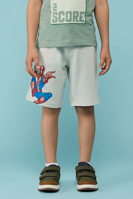 R&B Spider-Man Print Shorts with Drawstring Waist