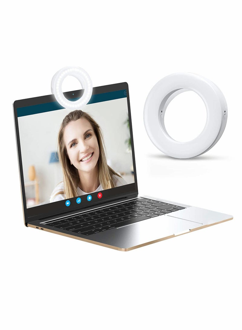 Excefore Zoom Call Light, Laptop Light for Video Conferencing, Phone Selfie Ring Light LED Circle Mini Light for Zoom Call, Self Broadcasting, Live Streaming,Online Meeting, Photography (White) - Image 1