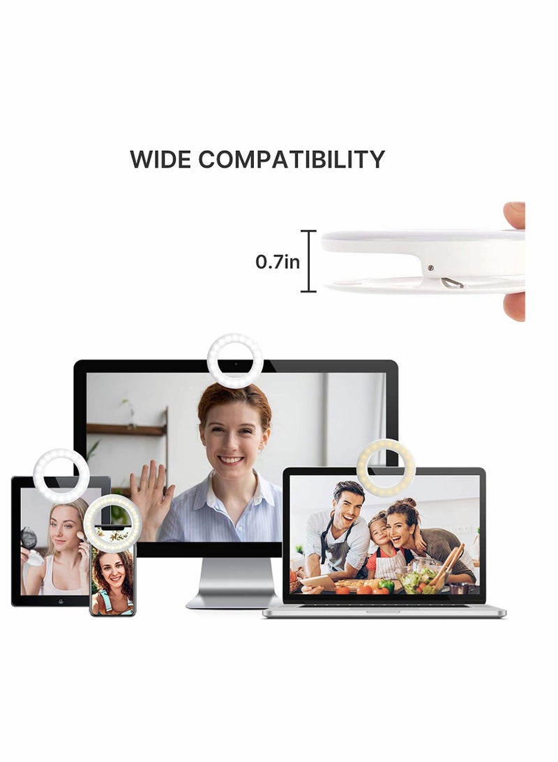 Excefore Zoom Call Light, Laptop Light for Video Conferencing, Phone Selfie Ring Light LED Circle Mini Light for Zoom Call, Self Broadcasting, Live Streaming,Online Meeting, Photography (White) - Image 5