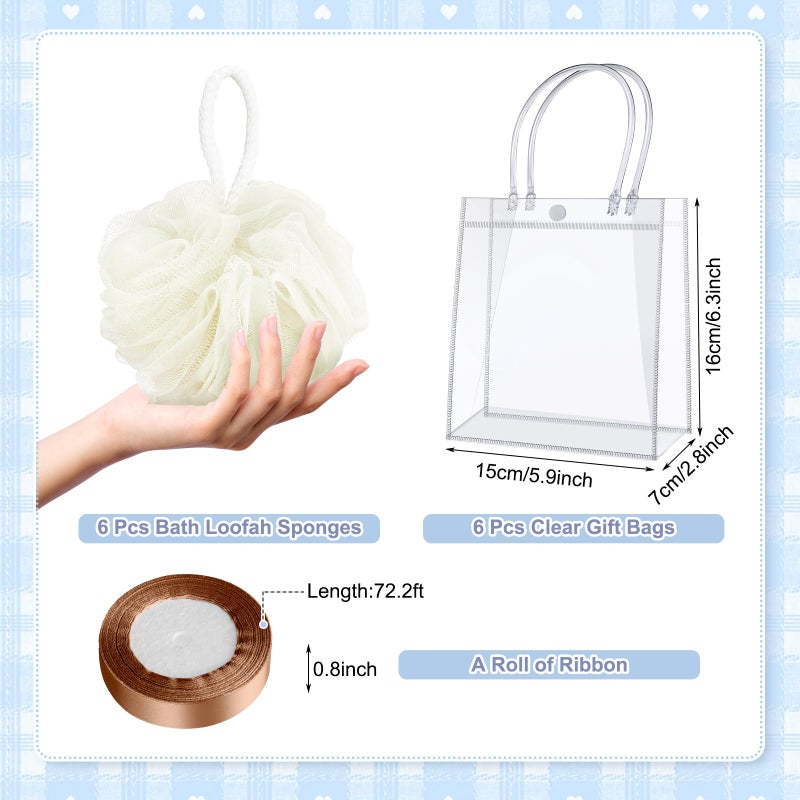 Demissle 6 Sets Baby Shower Game Prizes for Winners Baby Shower Favors Gifts Include Lip Balms Hand Creams Body Lotions Bath Loofah Sponges Gift Bags (Blue Bear) - Image 3
