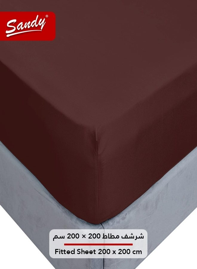 Sandy Premium Hotel Quality Fitted Sheet and Pillow Cases, Bed Sheet 3 Pieces Set, Soft & Breathable and Cooling, King Size 200 x 200 cm, Burgundy Brown - Image 3