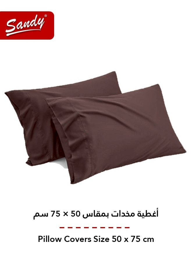 Sandy Premium Hotel Quality Fitted Sheet and Pillow Cases, Bed Sheet 3 Pieces Set, Soft & Breathable and Cooling, King Size 200 x 200 cm, Burgundy Brown - Image 4
