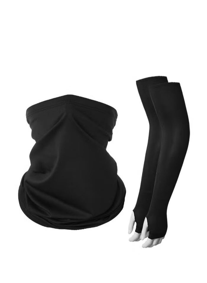 Generic - 3-Pieces Neck Gaiter Mask for Men Women Bandana Face Cover Scarf Cycling Outdoors Sports Soft Elasticity Quick-dry with Cooling Ice Silk Arm Sleeves Summer UV Sun Protection - Image 1