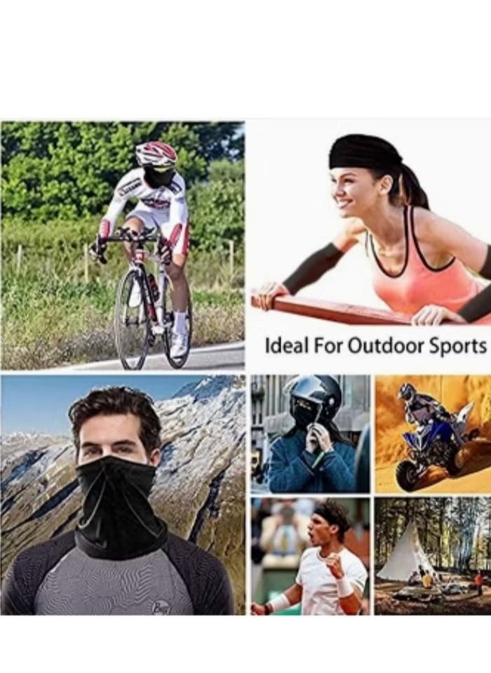 Generic - 3-Pieces Neck Gaiter Mask for Men Women Bandana Face Cover Scarf Cycling Outdoors Sports Soft Elasticity Quick-dry with Cooling Ice Silk Arm Sleeves Summer UV Sun Protection - Image 1