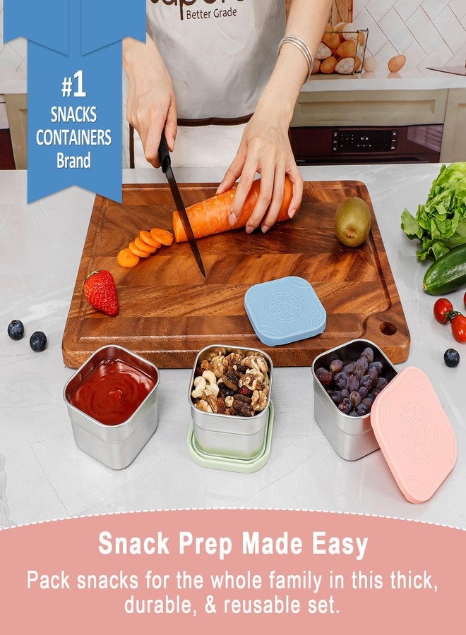 Caperci 3-Pack Stainless Steel Snack Containers with Silicone Lids - 8oz Leak-Proof Small Food Containers for Snacks Condiments - Large Salad Dressing Containers, Reusable & BPA-Free - Image 2