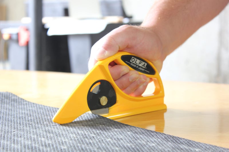 OLFA 45mm Rolled Material Cutter (45-C) - Rotary Blade Utility Knife w/Solid Base & Large Handle for Cutting Carpet, Linoleum, Fabric, Paper, Replacement Blades: OLFA RB45-1 Rotary Blades - Image 2