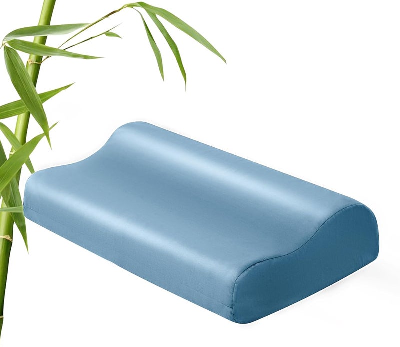 ELIBABA Contour Cervical Pillowcase- Rayon Derived from Bamboo Pillow Case Cover for Contour Cervical Neck Pillow- Breathable Silky Soft Pillowcase for Hot Sleepers,24 x14 x5/3.7 Inches 1 Piece Aqua Blue - Image 1