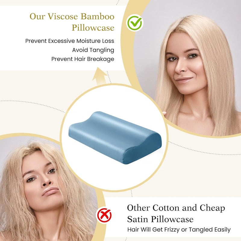 ELIBABA Contour Cervical Pillowcase- Rayon Derived from Bamboo Pillow Case Cover for Contour Cervical Neck Pillow- Breathable Silky Soft Pillowcase for Hot Sleepers,24 x14 x5/3.7 Inches 1 Piece Aqua Blue - Image 5