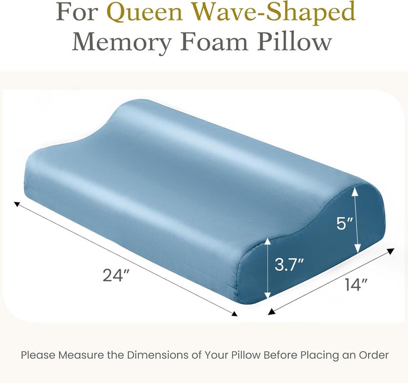 ELIBABA Contour Cervical Pillowcase- Rayon Derived from Bamboo Pillow Case Cover for Contour Cervical Neck Pillow- Breathable Silky Soft Pillowcase for Hot Sleepers,24 x14 x5/3.7 Inches 1 Piece Aqua Blue - Image 3