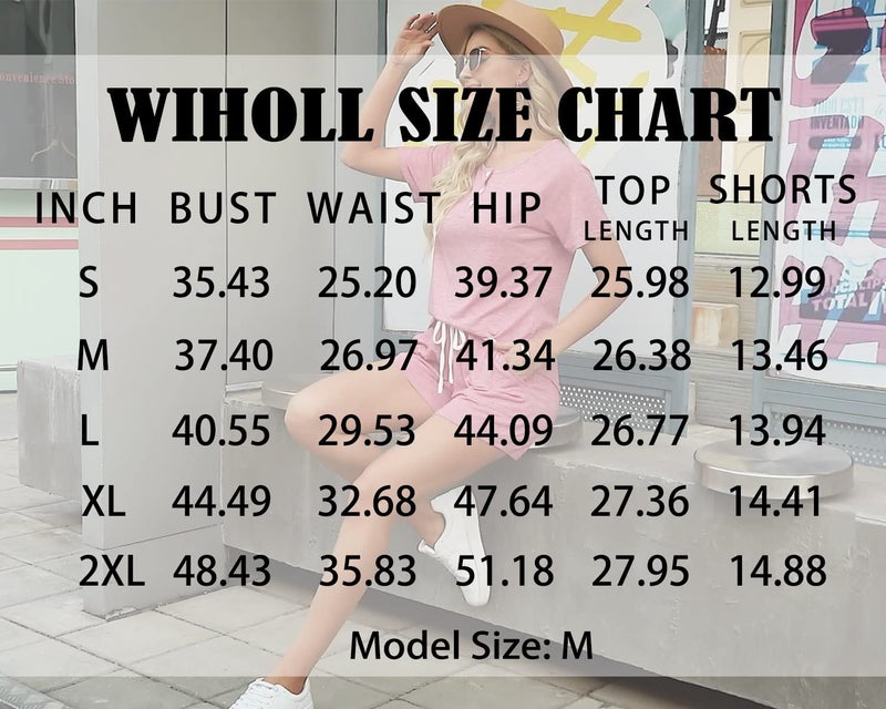 WIHOLL Lounge Sets for Women Shorts Short Sleeve Sweatshirts Blue M - Image 5