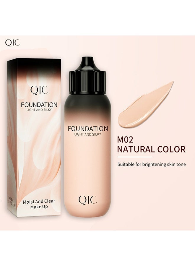 كيو اي سي كريم أساس كريم مكياج خفيف وحريري كريم أساس غير معصوم 24 ساعة كريم أساس فريش وير تغطية كاملة طويل الأمد بدون وزن لمسة نهائية ناعمة مقاومة للماء رطب وشفاف 30 جم (لون طبيعي M02) - Image 2