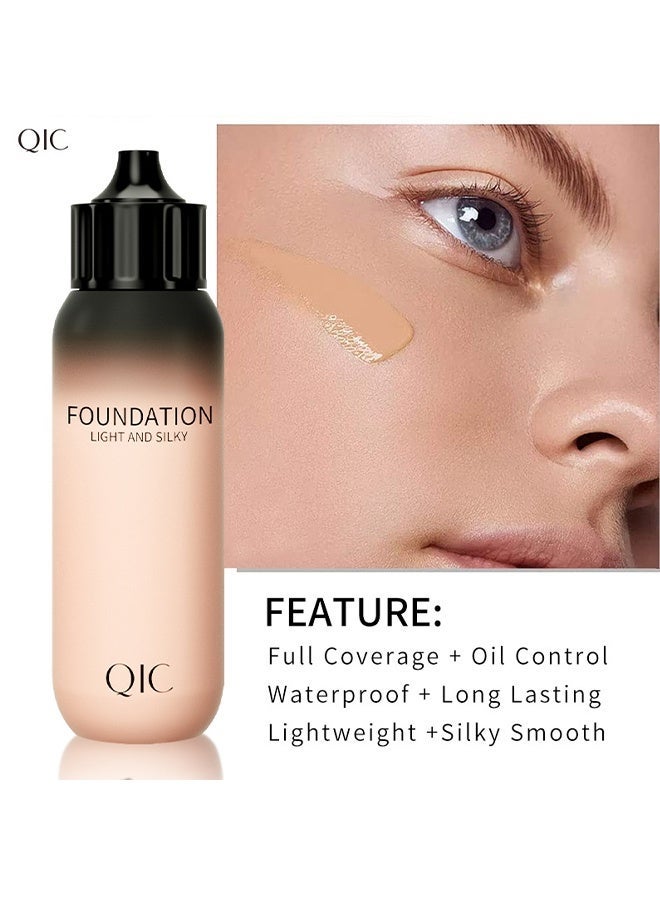 كيو اي سي كريم أساس كريم مكياج خفيف وحريري كريم أساس غير معصوم 24 ساعة كريم أساس فريش وير تغطية كاملة طويل الأمد بدون وزن لمسة نهائية ناعمة مقاومة للماء رطب وشفاف 30 جم (لون طبيعي M02) - Image 3