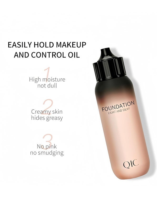 كيو اي سي كريم أساس كريم مكياج خفيف وحريري كريم أساس غير معصوم 24 ساعة كريم أساس فريش وير تغطية كاملة طويل الأمد بدون وزن لمسة نهائية ناعمة مقاومة للماء رطب وشفاف 30 جم (لون طبيعي M02) - Image 4