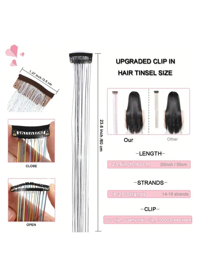 5 Pieces / Set of 60cm Black Shiny Hair Clips, Heat Resistant Glitter Fairy Hair Accessory Set, Suitable for Women (Black) - Image 4